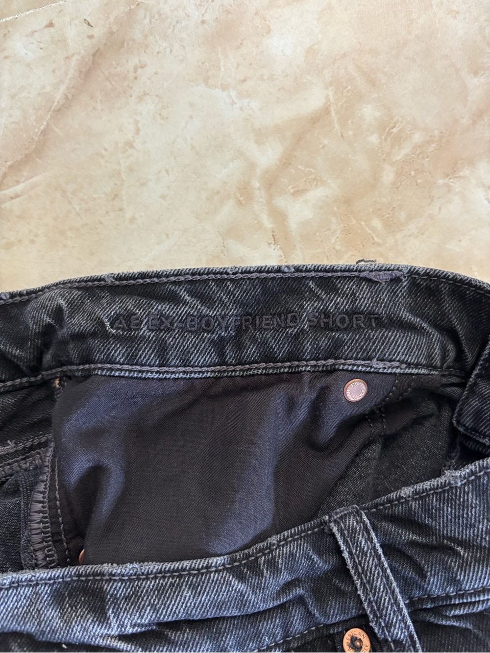 American Eagle AE ex-boyfriend jeans shorts black summer beach festival - Picture 4 of 5